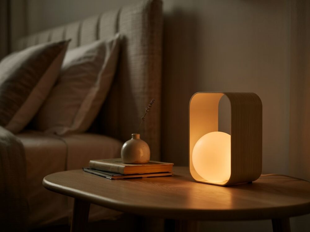 ciepłe światło w sypialni