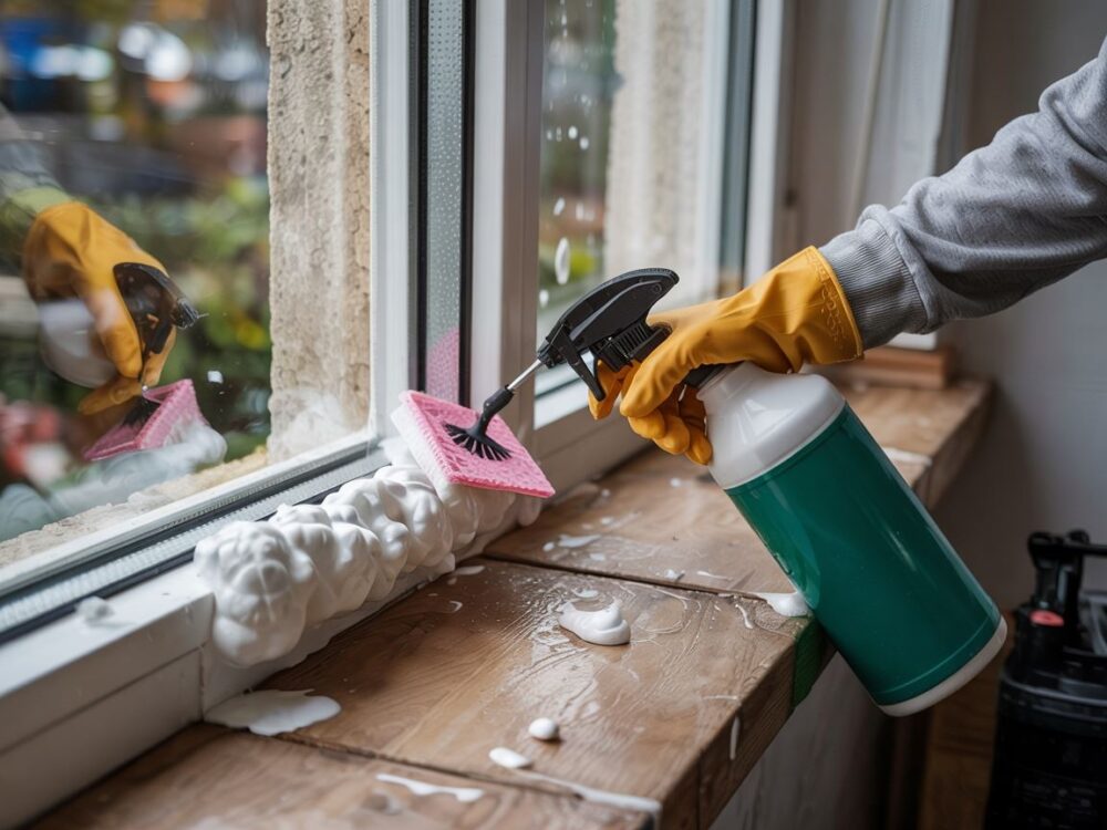 czyszczenie pianki z okna