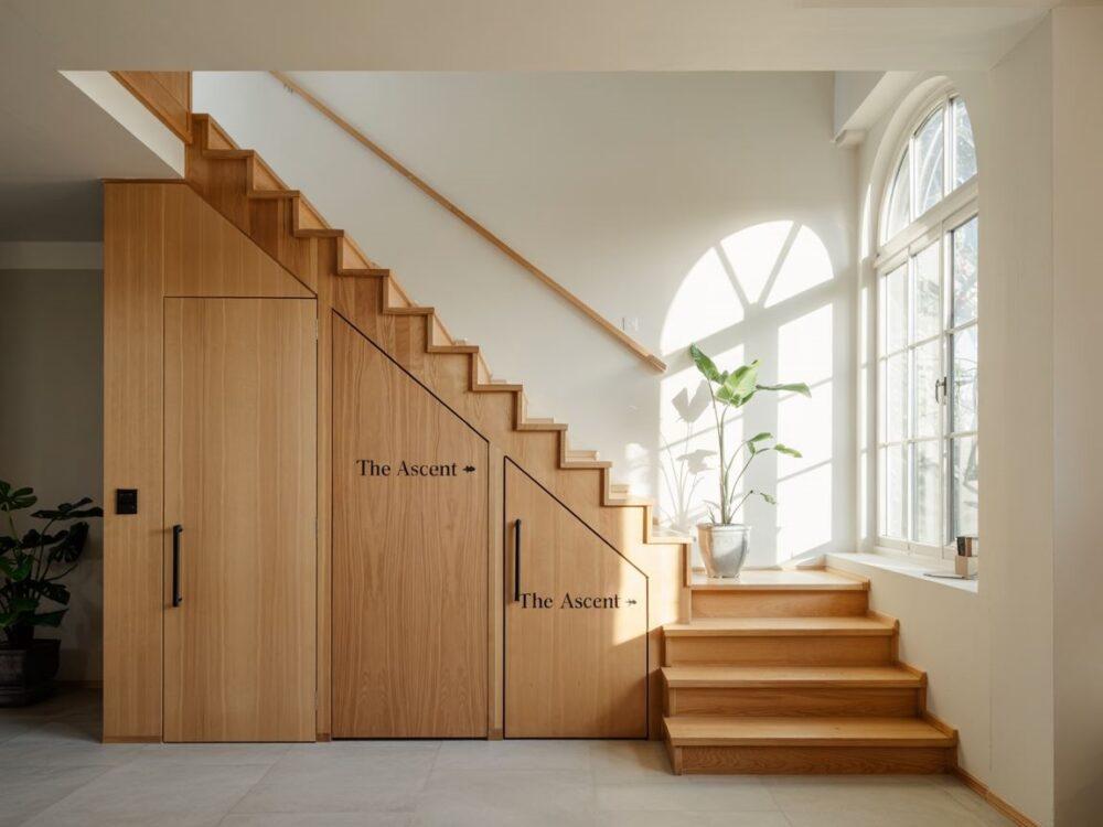 drewniane drzwi pod schodami