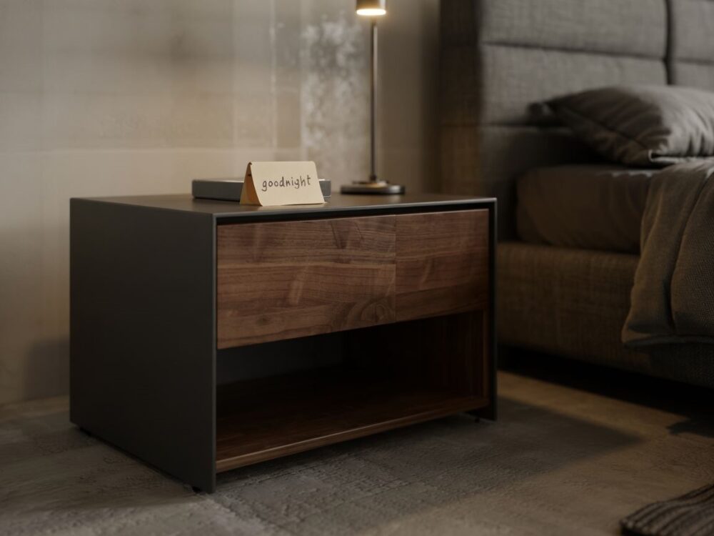 industrialny stolik przy łóżku