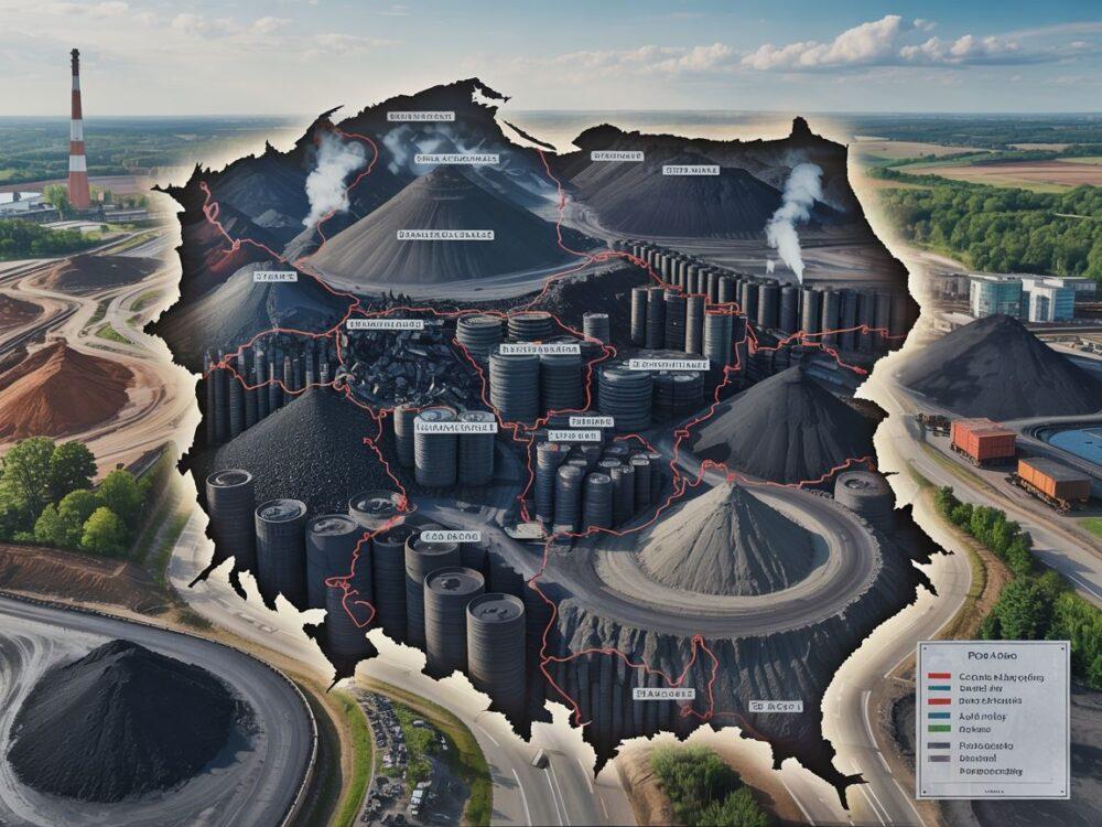 mapa wydobycia węgla Polska