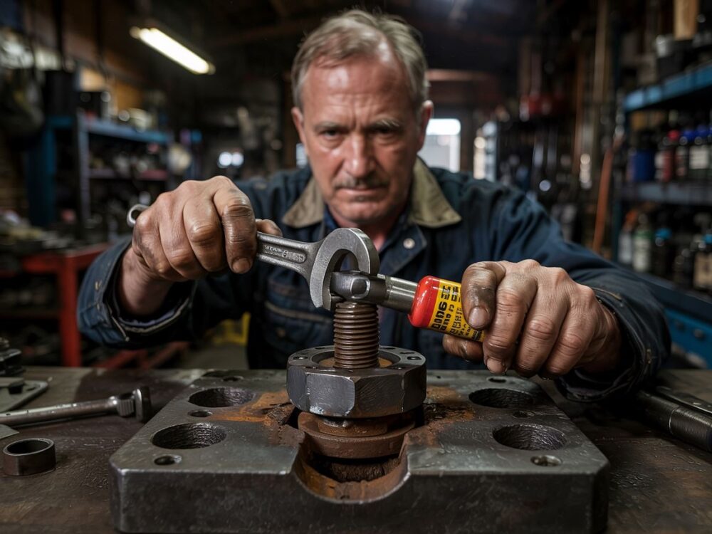 mechanik odkręca śrubę