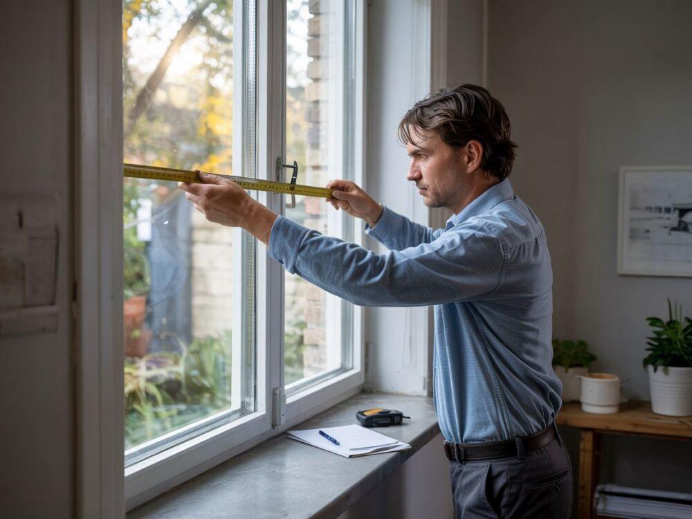 miarka przy ramie okna