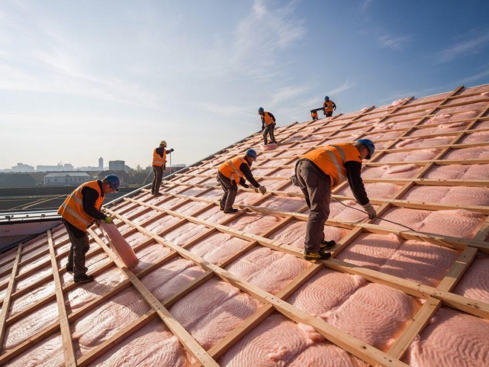 mineralna wełna na dachu