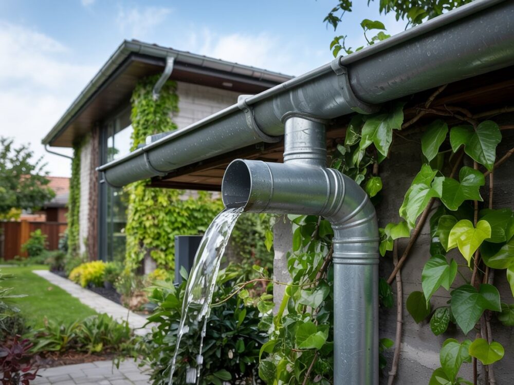 nowoczesny dach z rynną