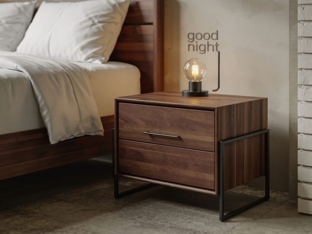 nowoczesny stolik z metalu i drewna