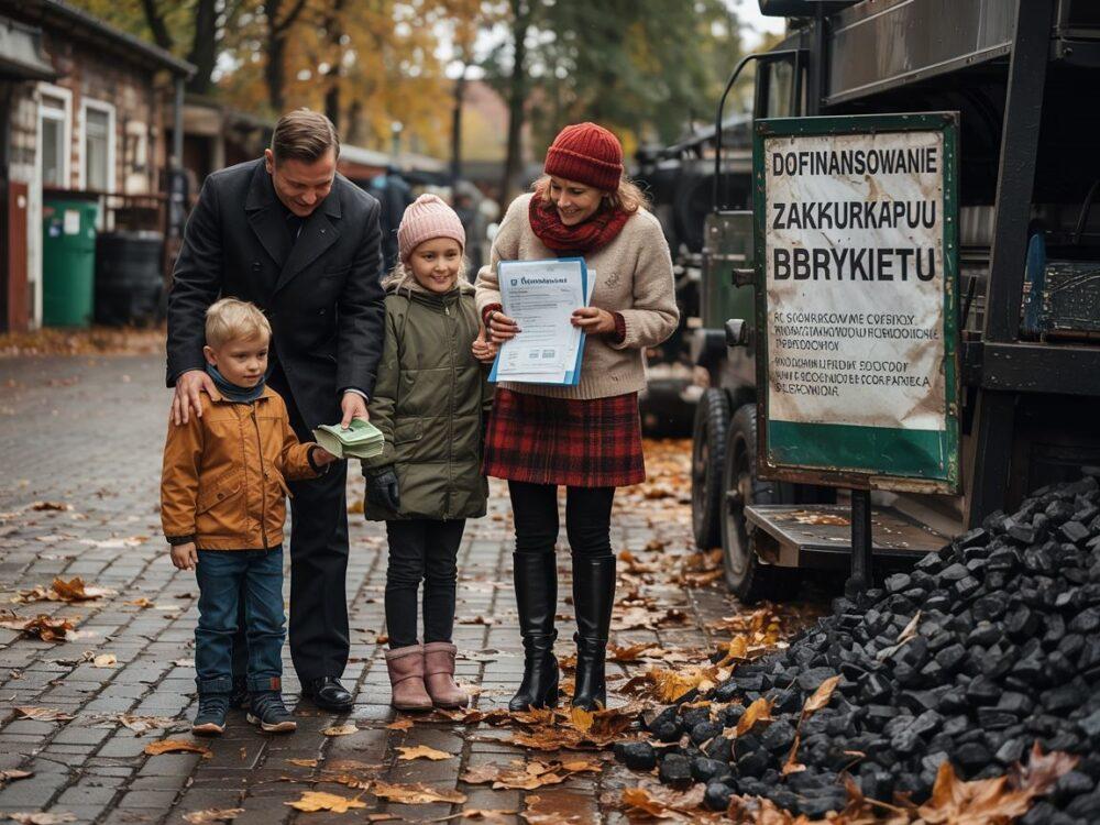 rodzina kupuje węgiel