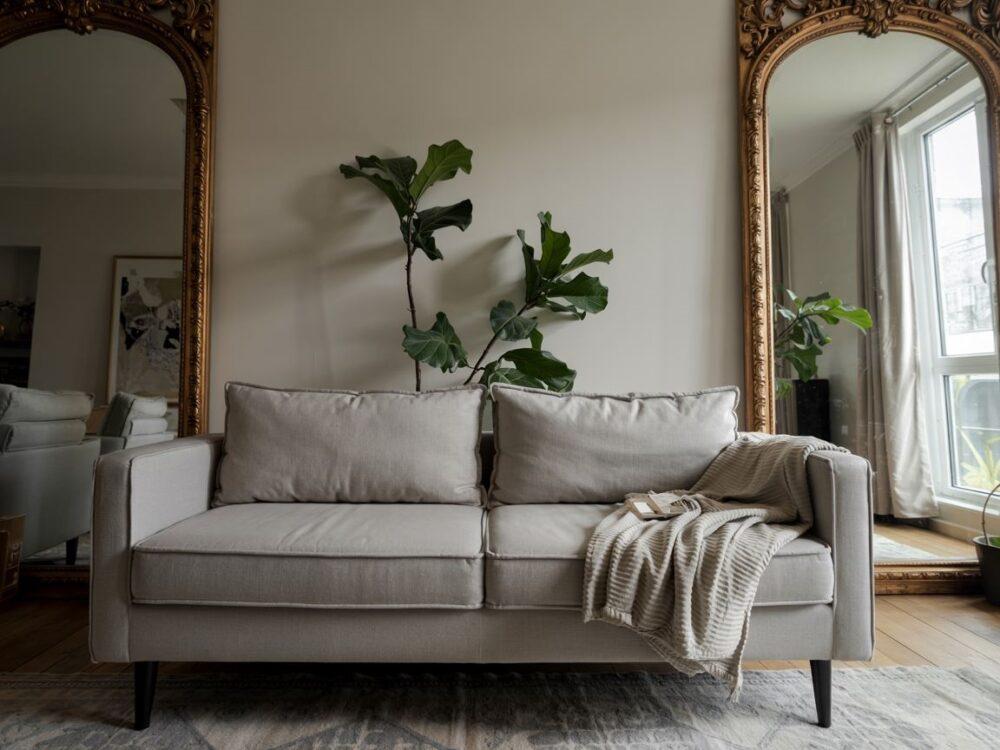 salon z dużymi lustrami