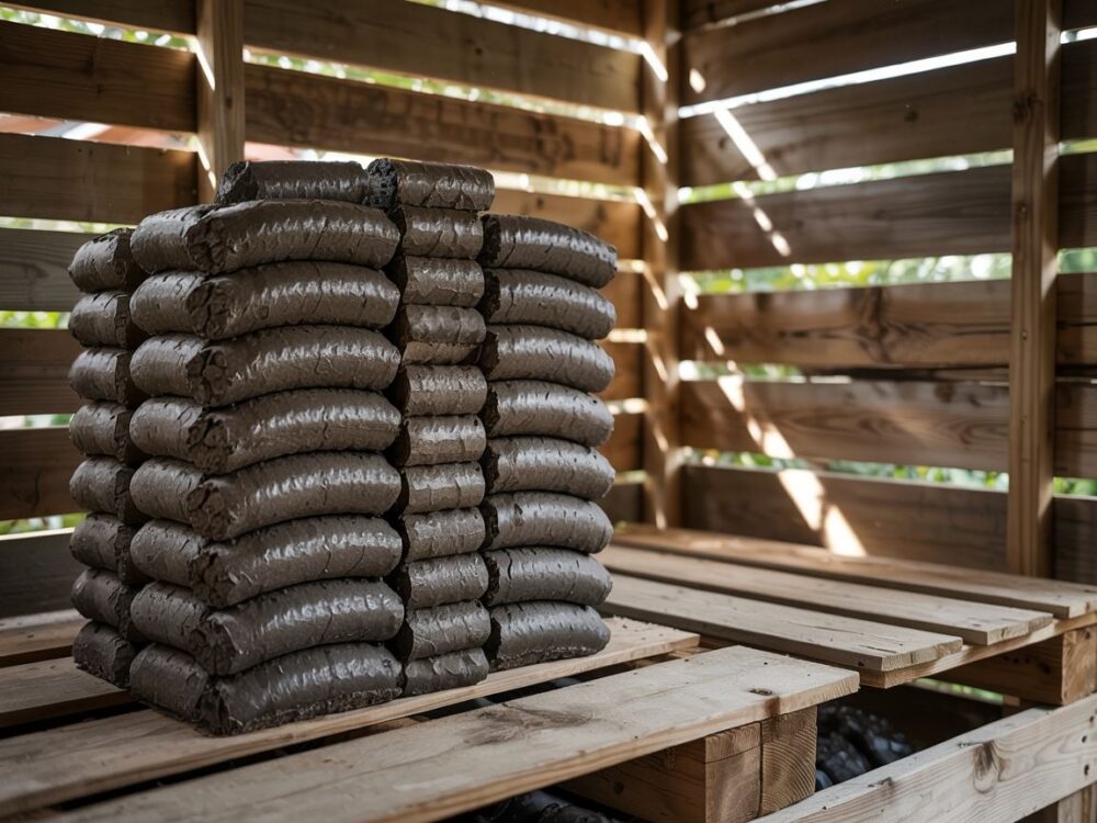 składowanie brykietu torfowego