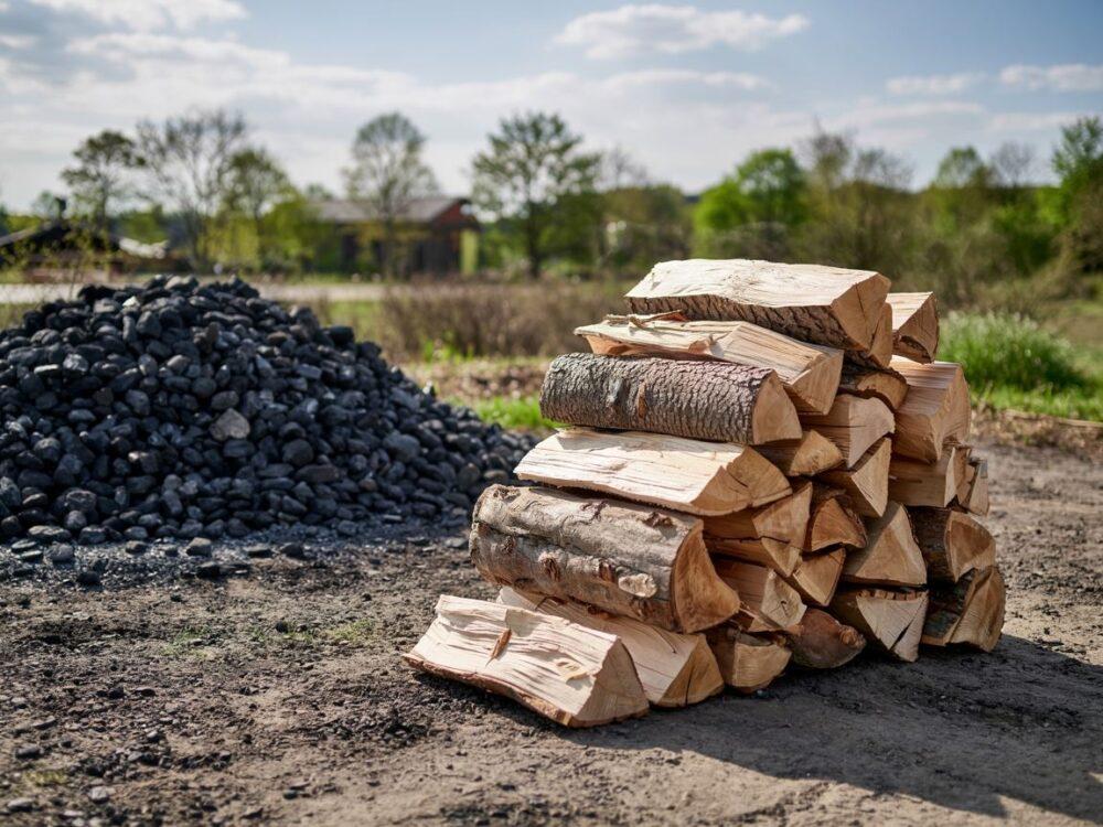 stos drewna i węgla