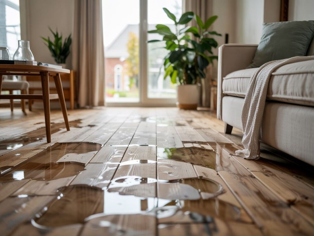 uszkodzona podłoga drewniana