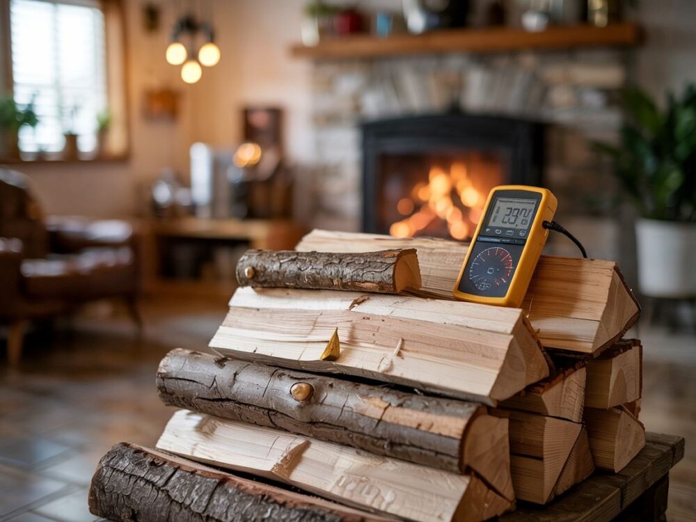 wilgotność drewna kominkowego